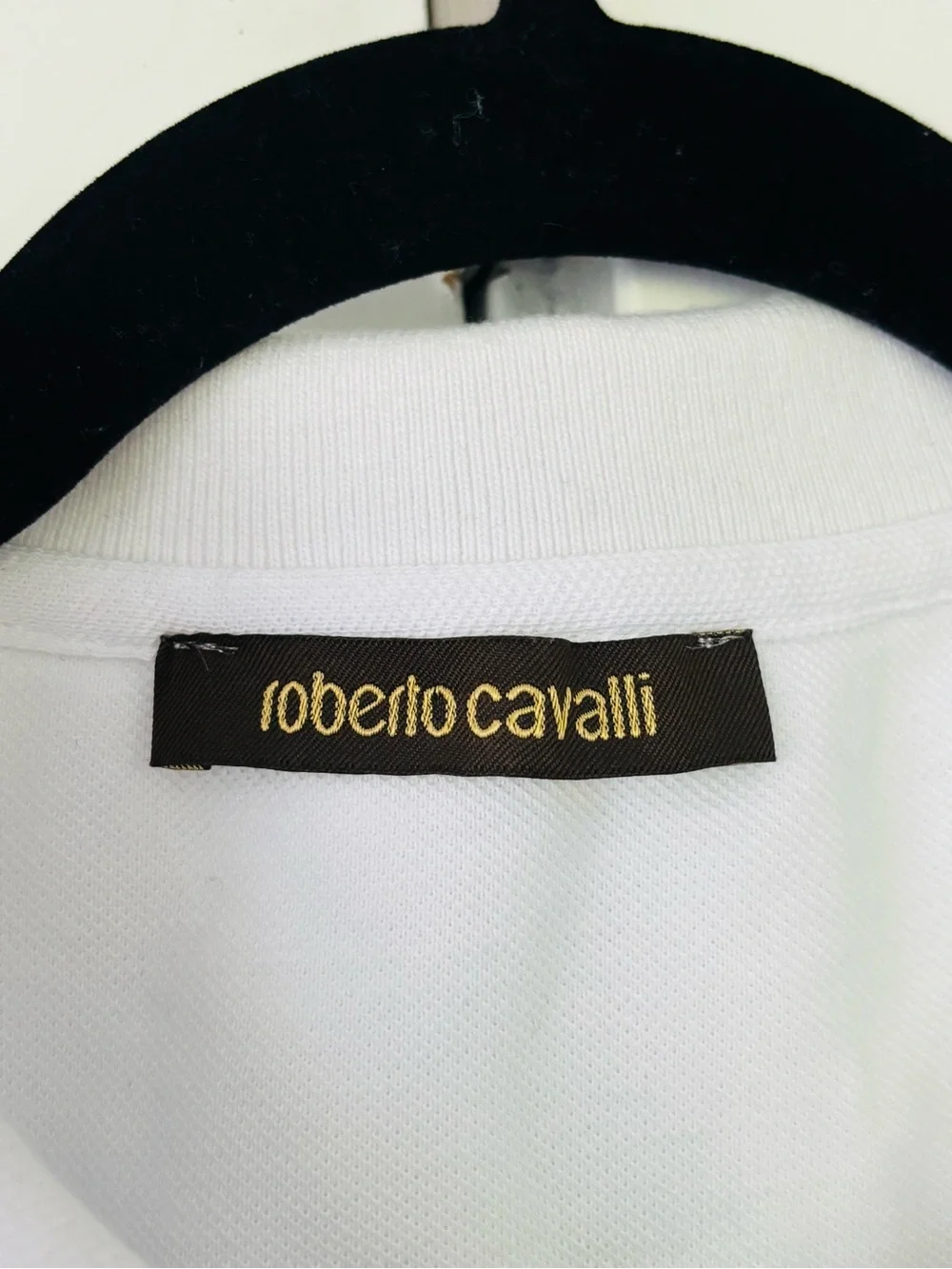 Men's Roberto Cavalli pique polo white/blue size XL - Picture 2 of 5
